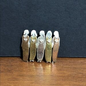 Silver and Gold Tone Five Ladies Figurine Broach